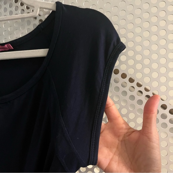 Maternal America Scoop Neck Front Tie Maternity Dress Size Large in Navy Paisley - Picture 7 of 13